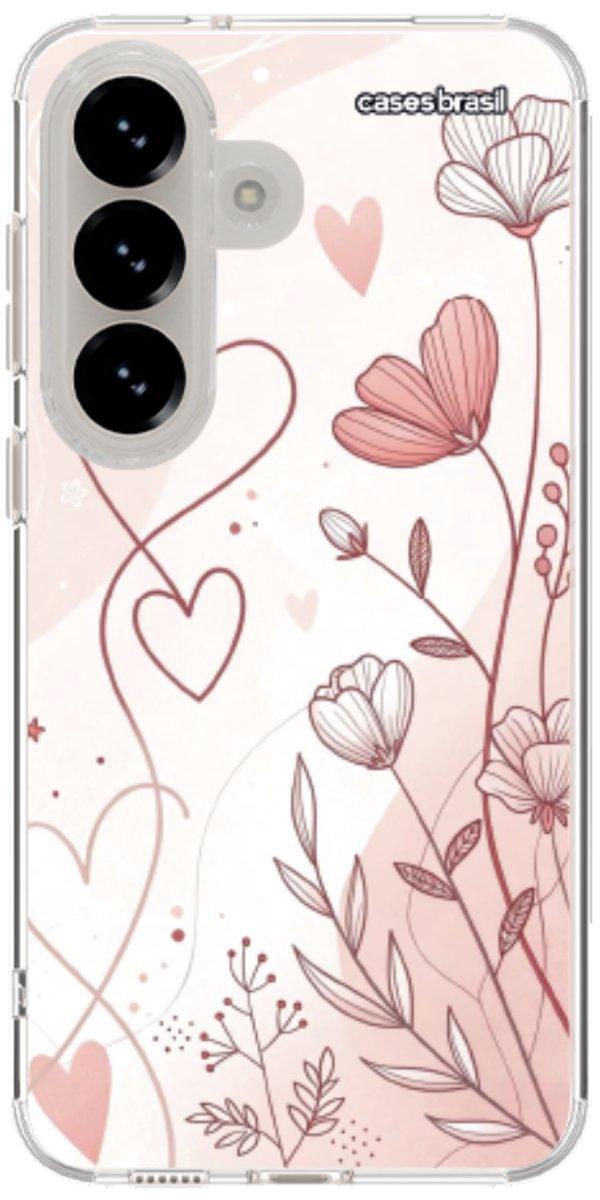 Capinha para Celular Floral com Corações