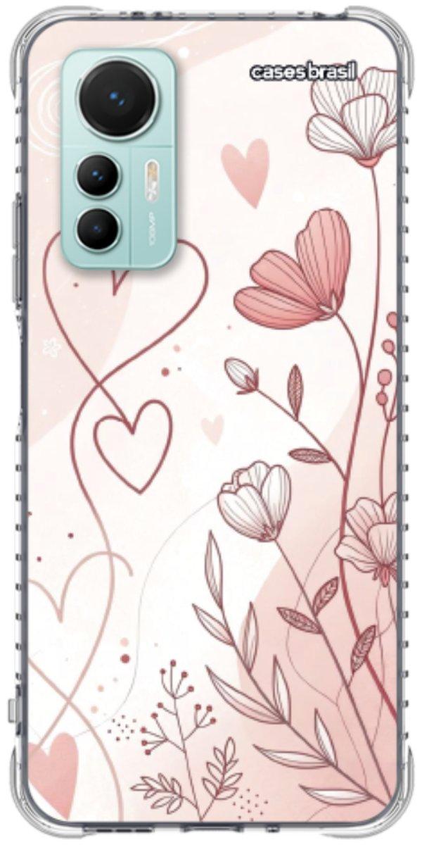Capinha para Celular Floral com Corações