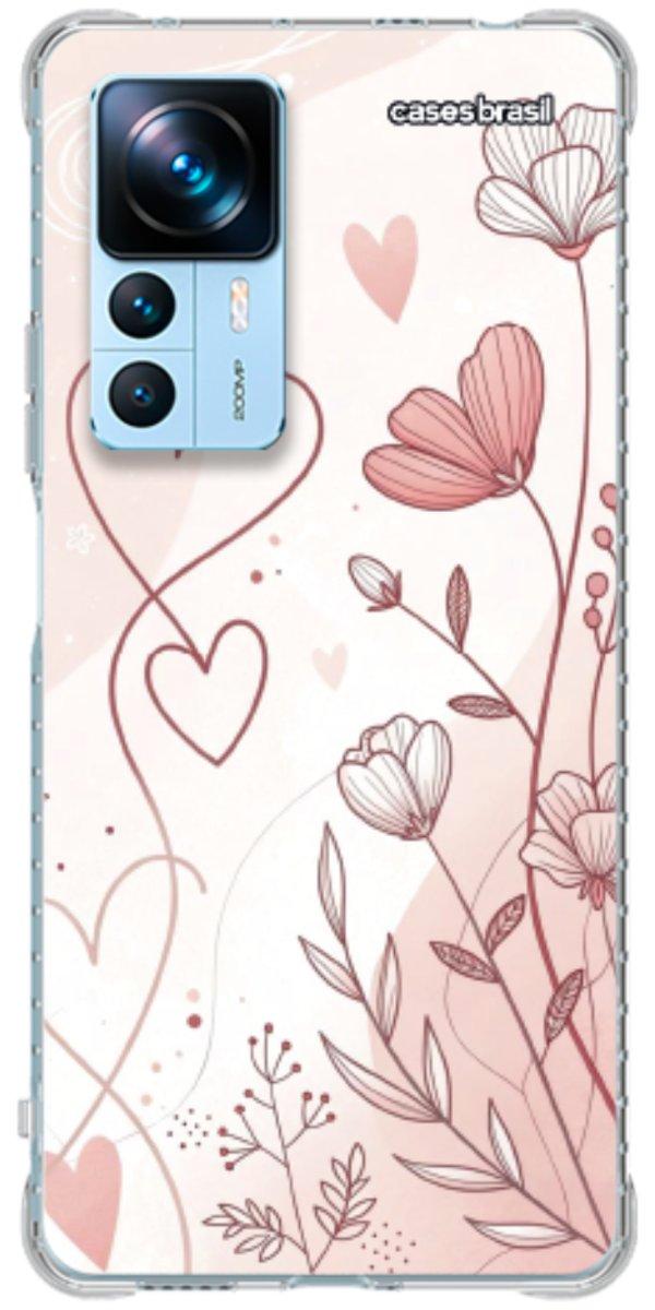 Capinha para Celular Floral com Corações