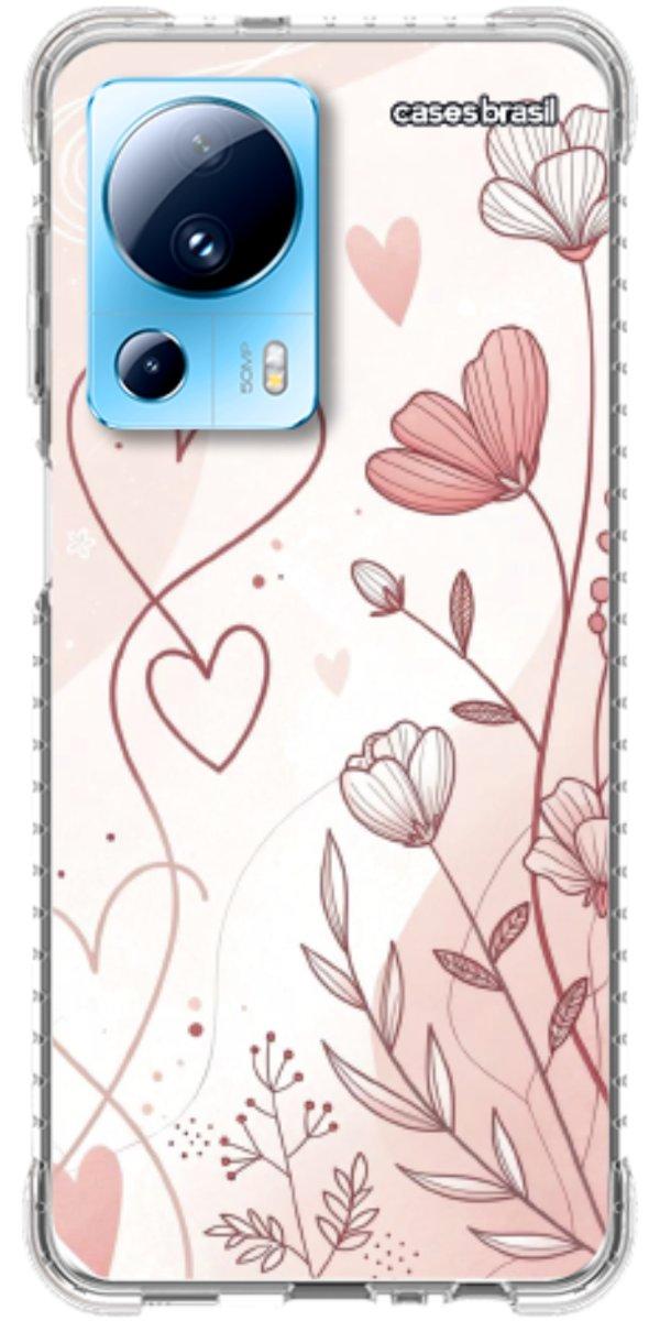 Capinha para Celular Floral com Corações