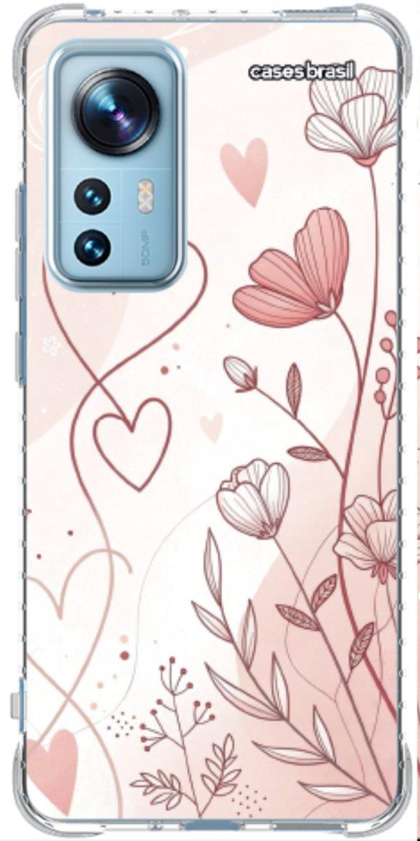 Capinha para Celular Floral com Corações