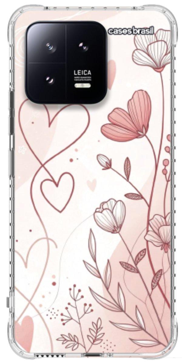 Capinha para Celular Floral com Corações