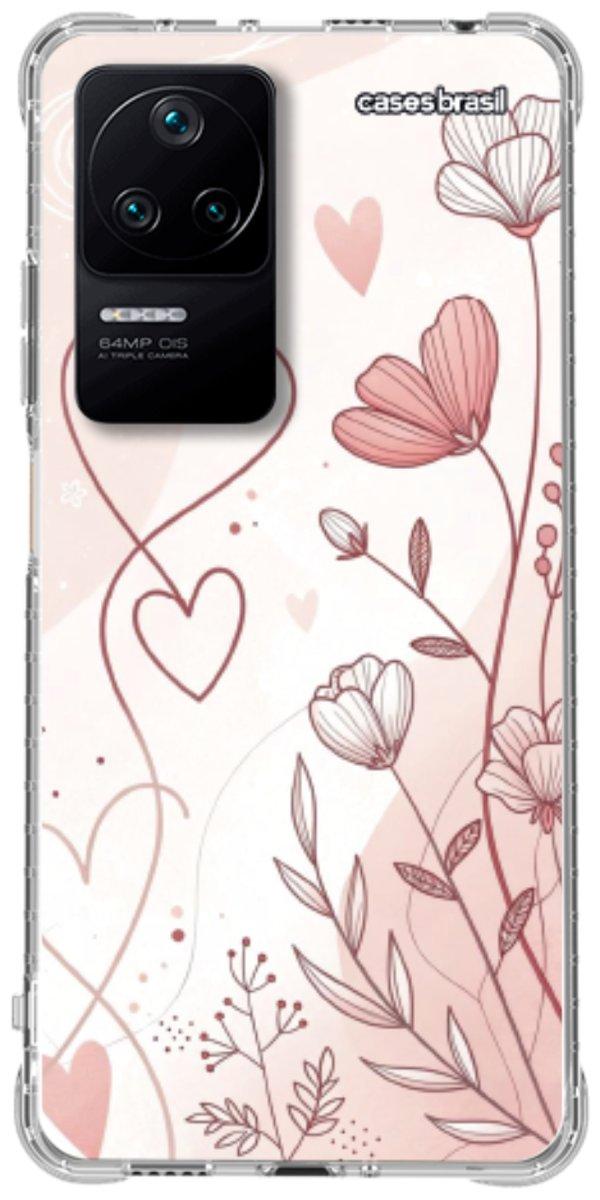 Capinha para Celular Floral com Corações