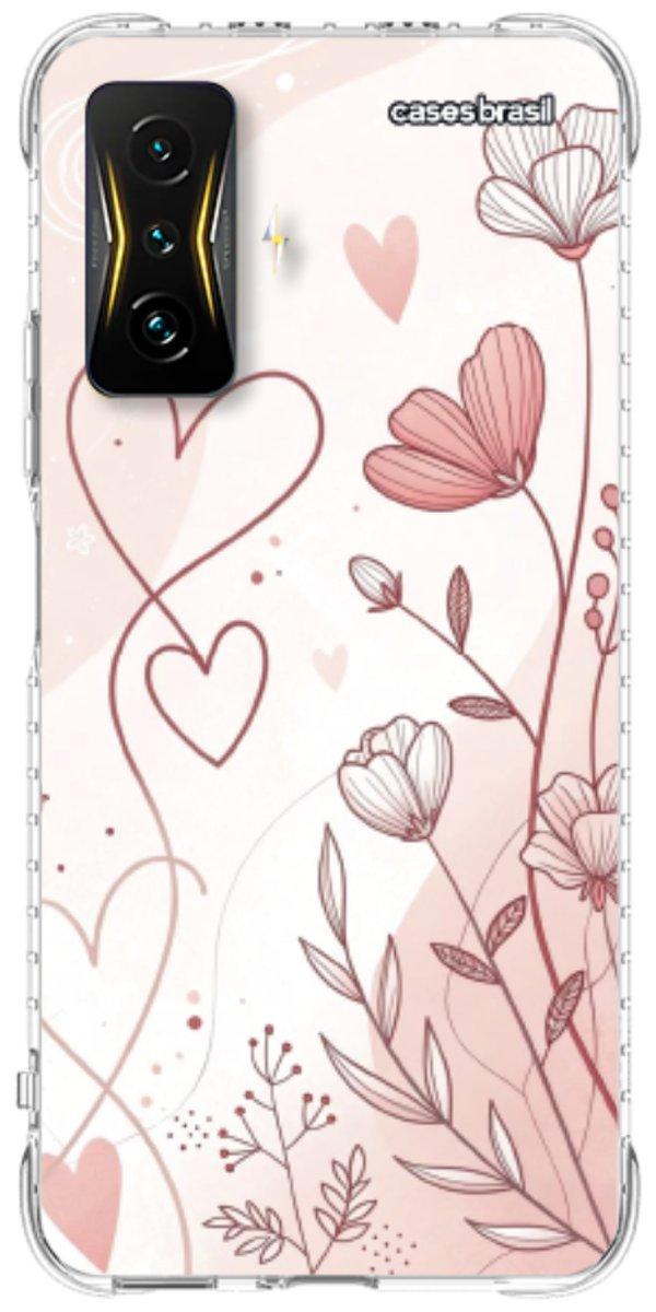 Capinha para Celular Floral com Corações