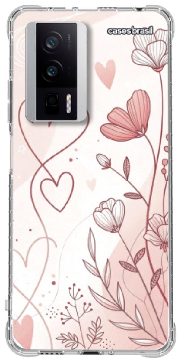 Capinha para Celular Floral com Corações
