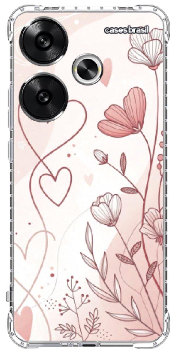 Capinha para Celular Floral com Corações