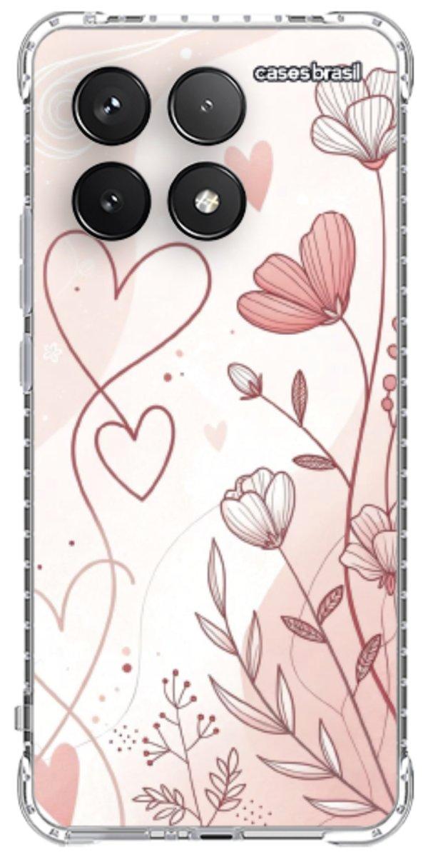 Capinha para Celular Floral com Corações