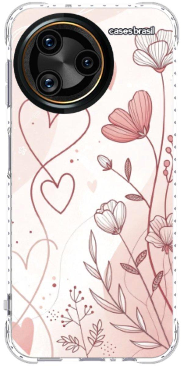 Capinha para Celular Floral com Corações