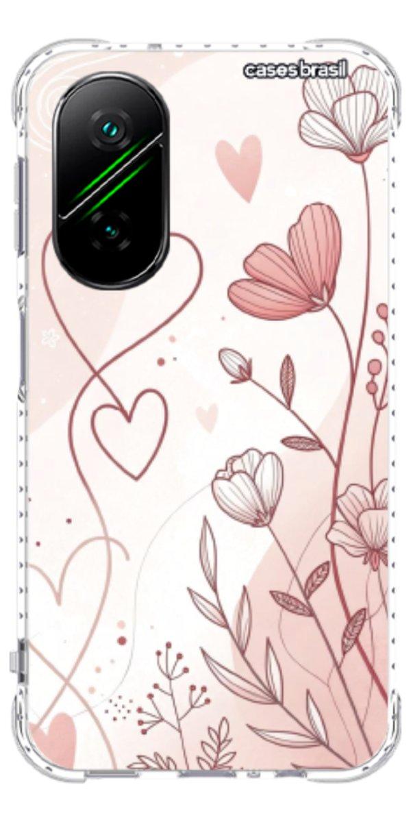 Capinha para Celular Floral com Corações
