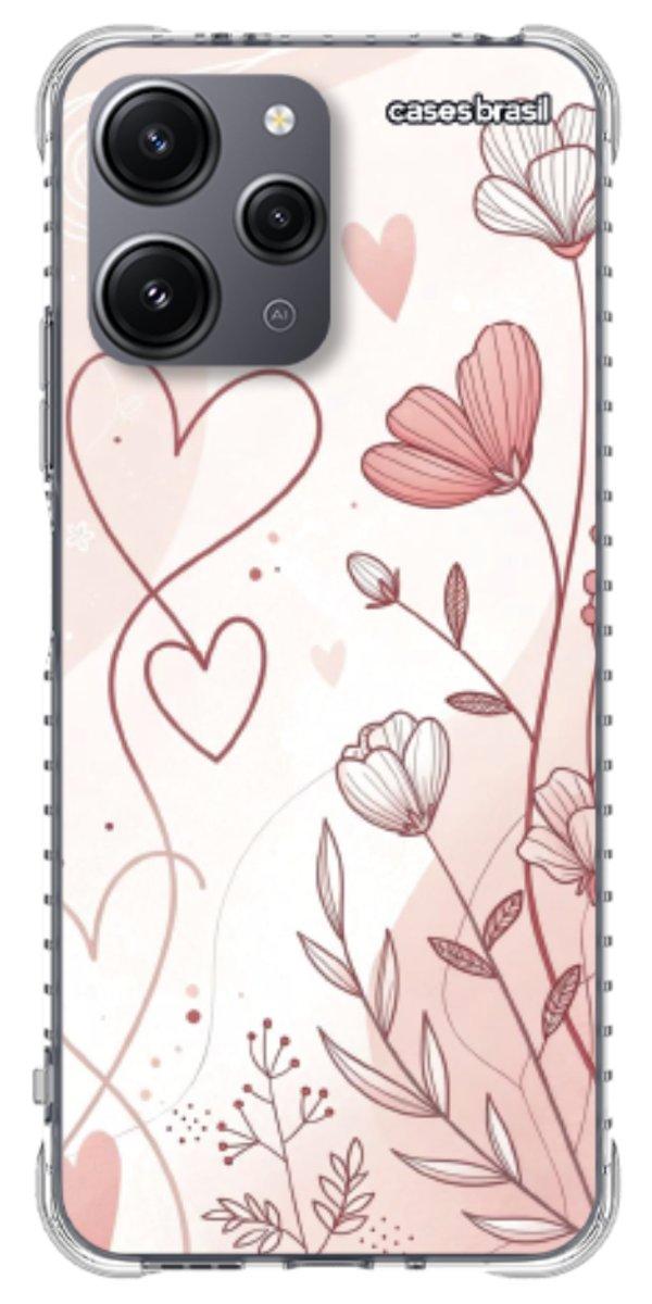 Capinha para Celular Floral com Corações