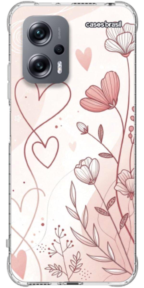 Capinha para Celular Floral com Corações