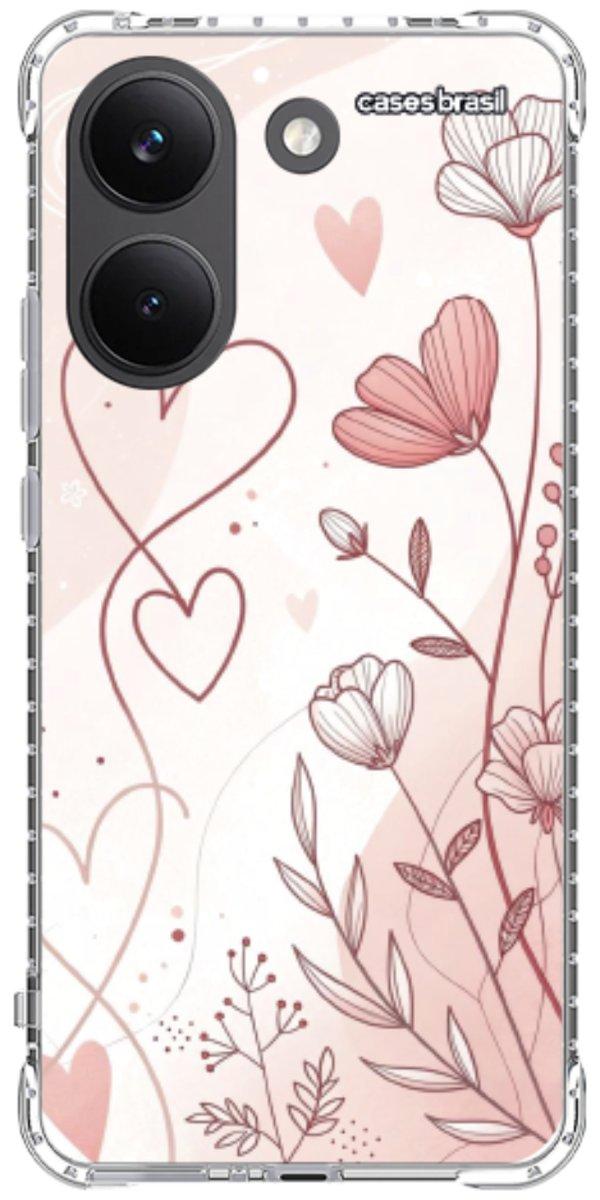 Capinha para Celular Floral com Corações