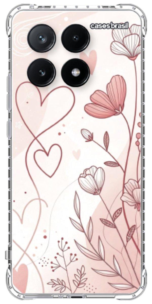 Capinha para Celular Floral com Corações