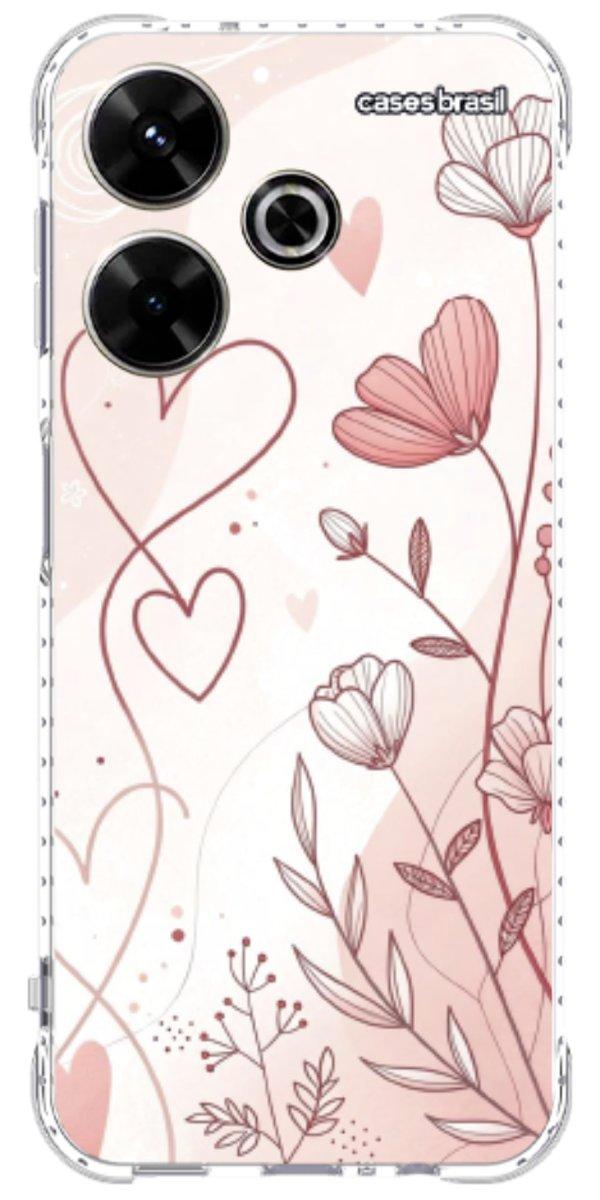 Capinha para Celular Floral com Corações