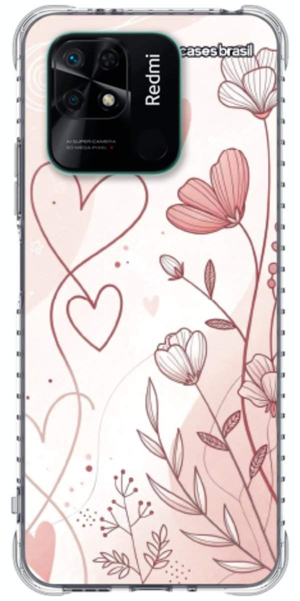 Capinha para Celular Floral com Corações