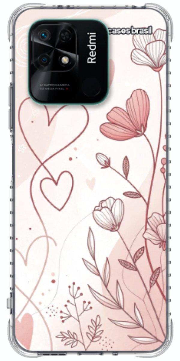 Capinha para Celular Floral com Corações
