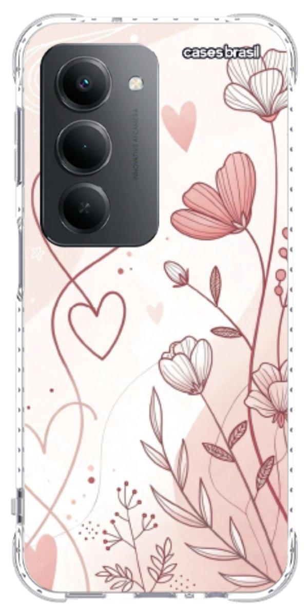 Capinha para Celular Floral com Corações