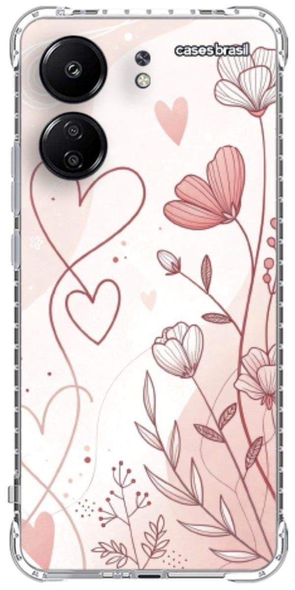 Capinha para Celular Floral com Corações