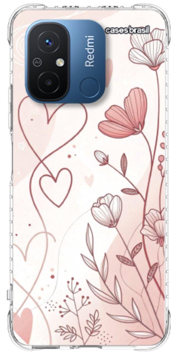 Capinha para Celular Floral com Corações