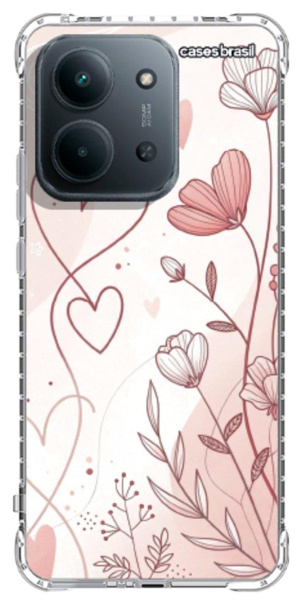 Capinha para Celular Floral com Corações