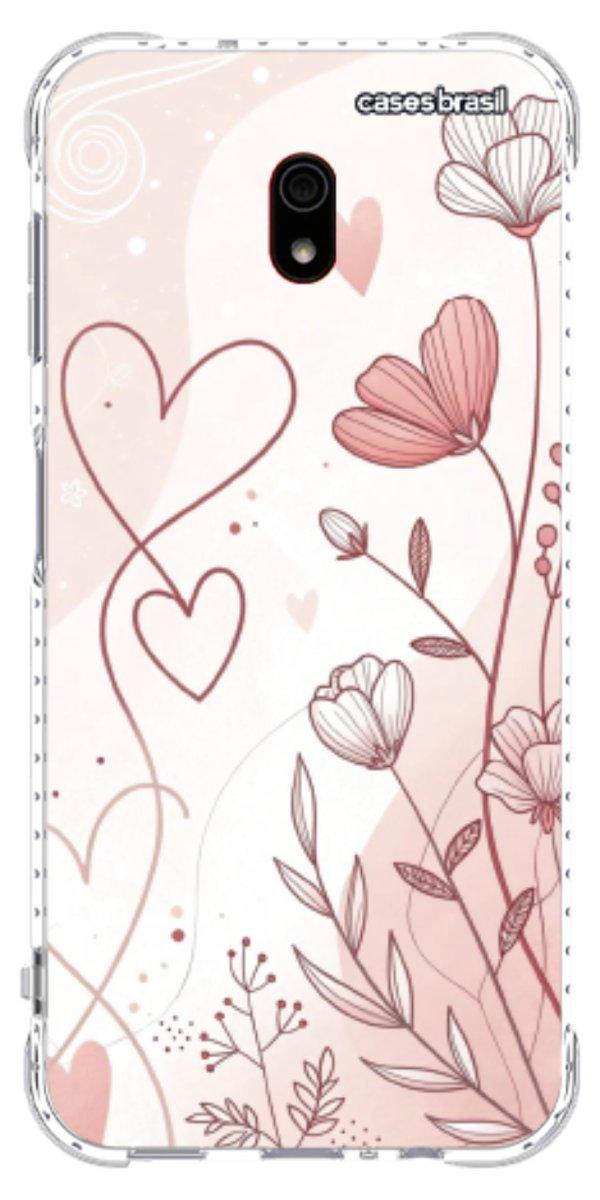 Capinha para Celular Floral com Corações