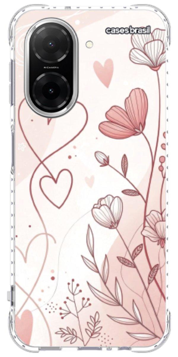 Capinha para Celular Floral com Corações