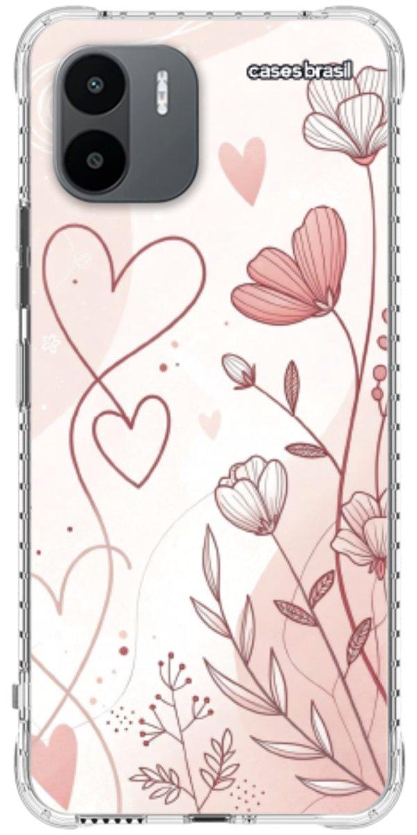 Capinha para Celular Floral com Corações