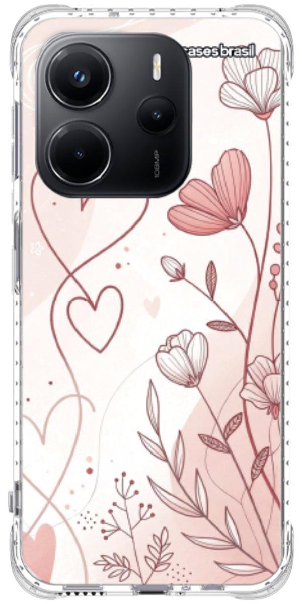 Capinha para Celular Floral com Corações