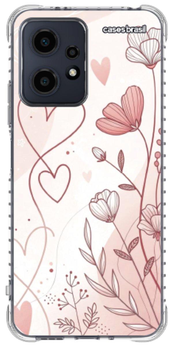 Capinha para Celular Floral com Corações