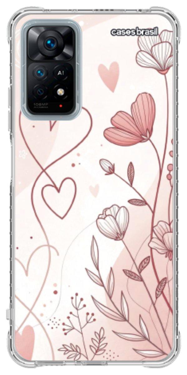 Capinha para Celular Floral com Corações