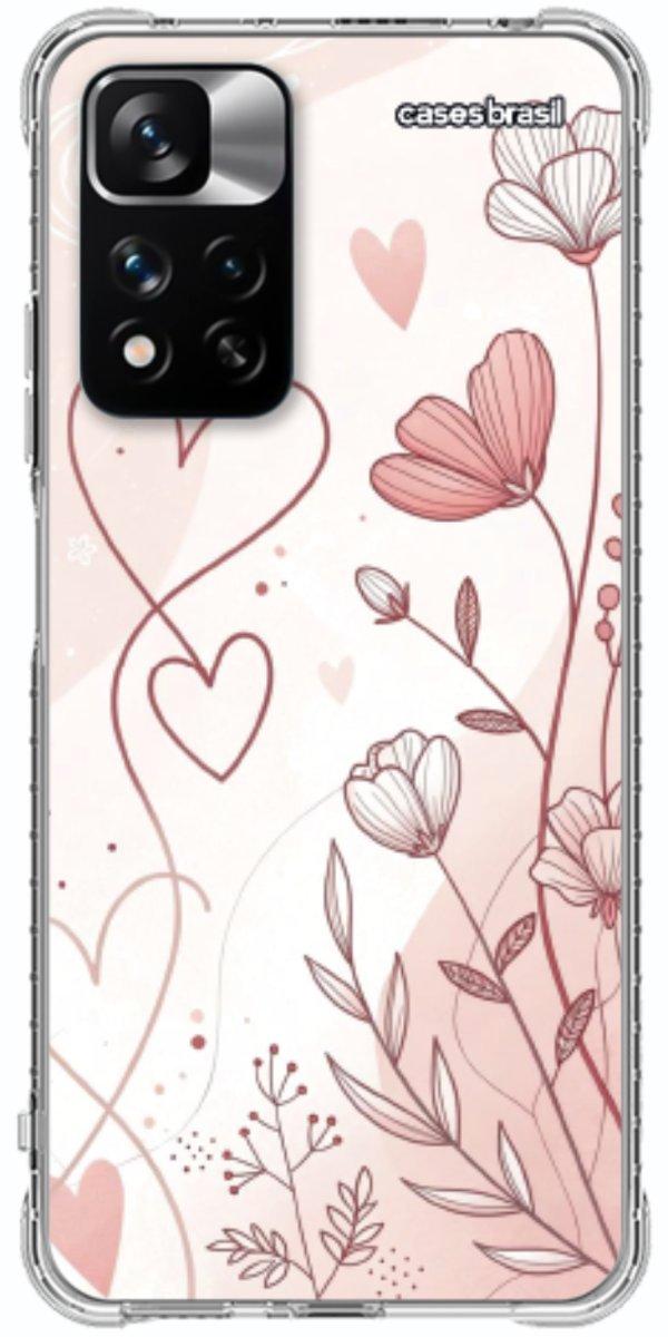 Capinha para Celular Floral com Corações