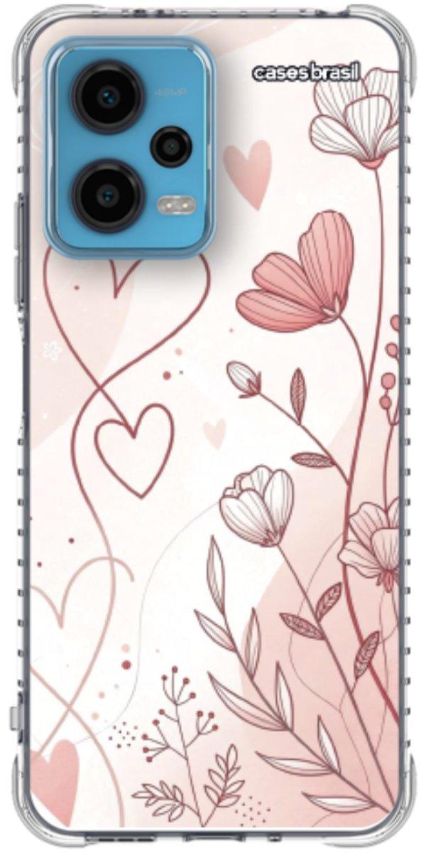 Capinha para Celular Floral com Corações