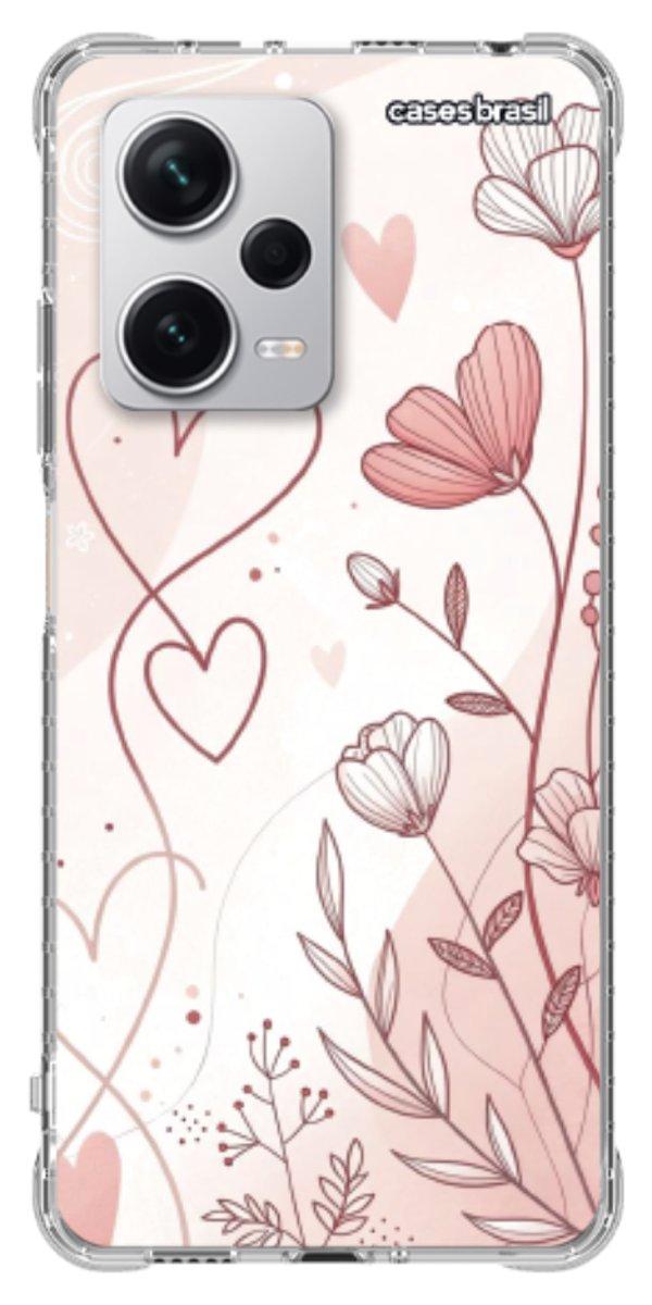 Capinha para Celular Floral com Corações