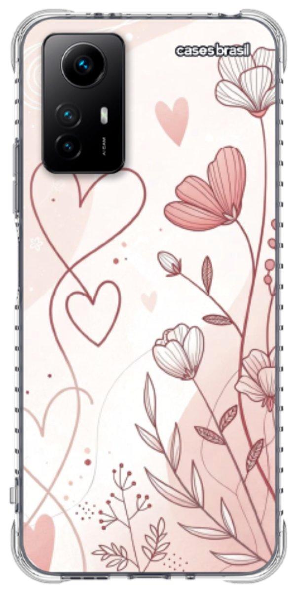 Capinha para Celular Floral com Corações