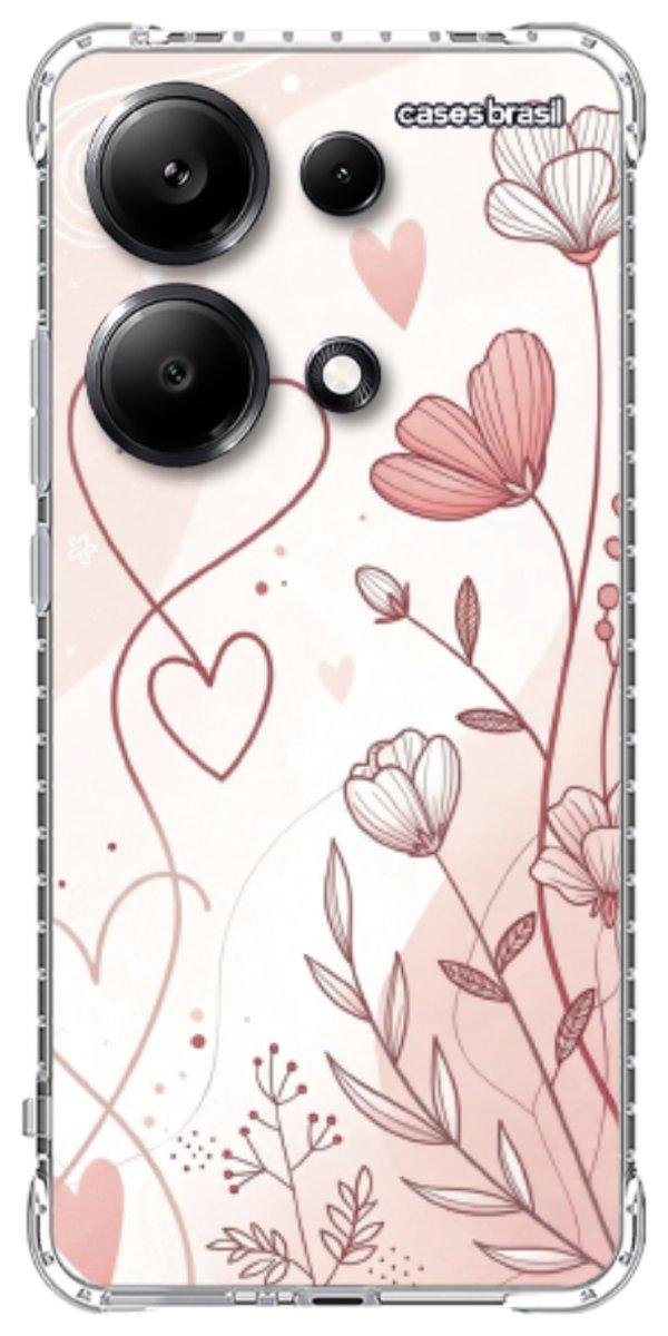 Capinha para Celular Floral com Corações