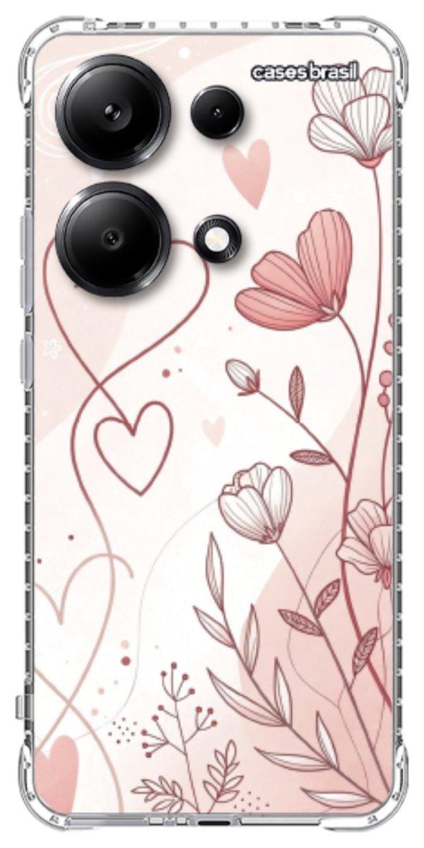 Capinha para Celular Floral com Corações