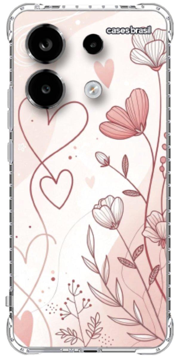 Capinha para Celular Floral com Corações