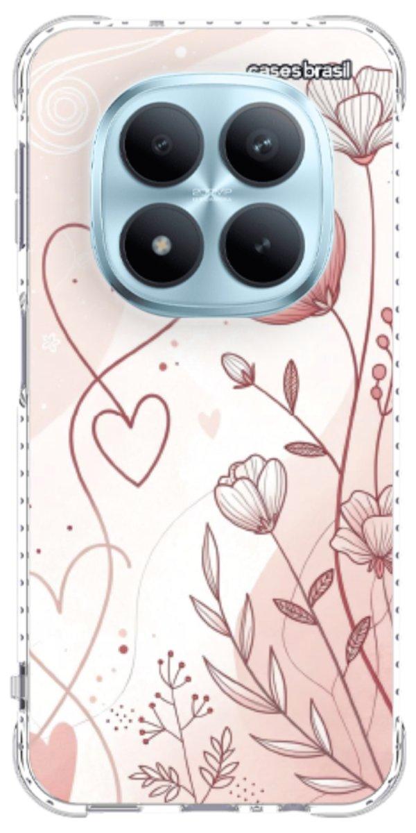 Capinha para Celular Floral com Corações