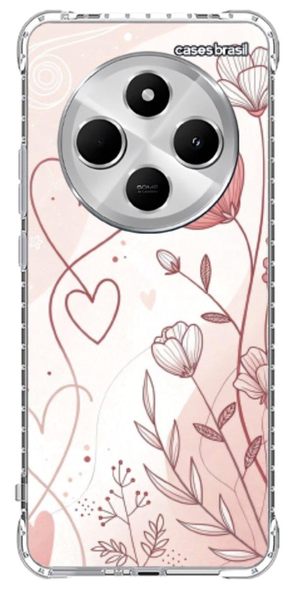 Capinha para Celular Floral com Corações