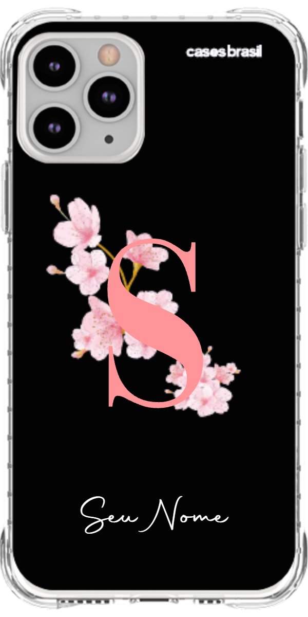 Capinha para Celular Monograma Floral Black