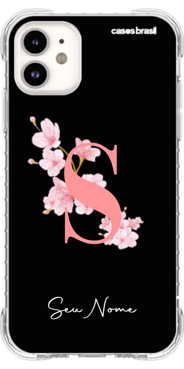 Capinha para Celular Monograma Floral Black