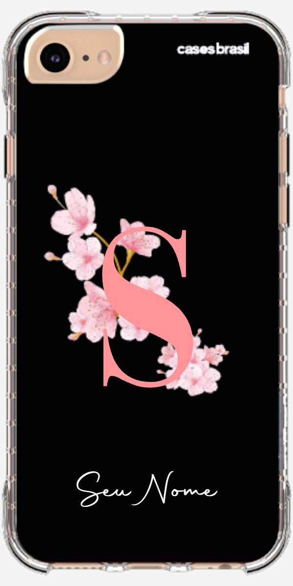 Capinha para Celular Monograma Floral Black