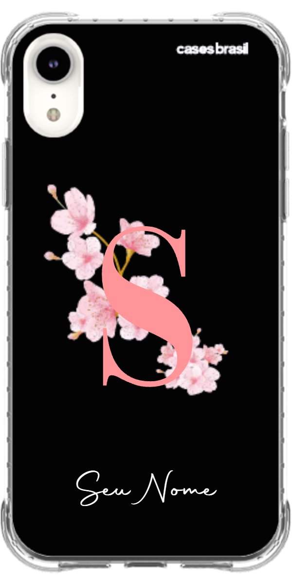Capinha para Celular Monograma Floral Black