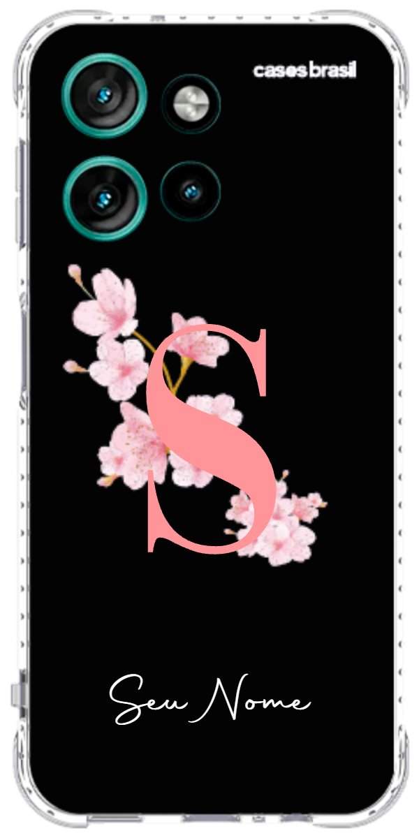 Capinha para Celular Monograma Floral Black