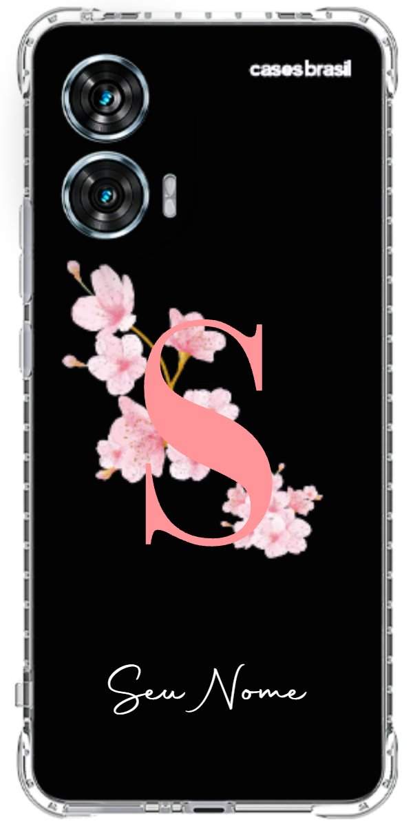 Capinha para Celular Monograma Floral Black
