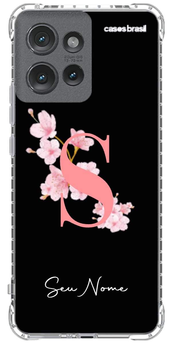 Capinha para Celular Monograma Floral Black