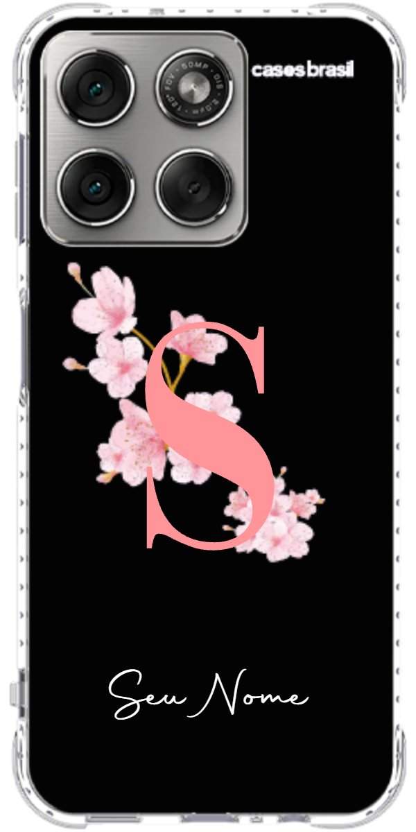 Capinha para Celular Monograma Floral Black