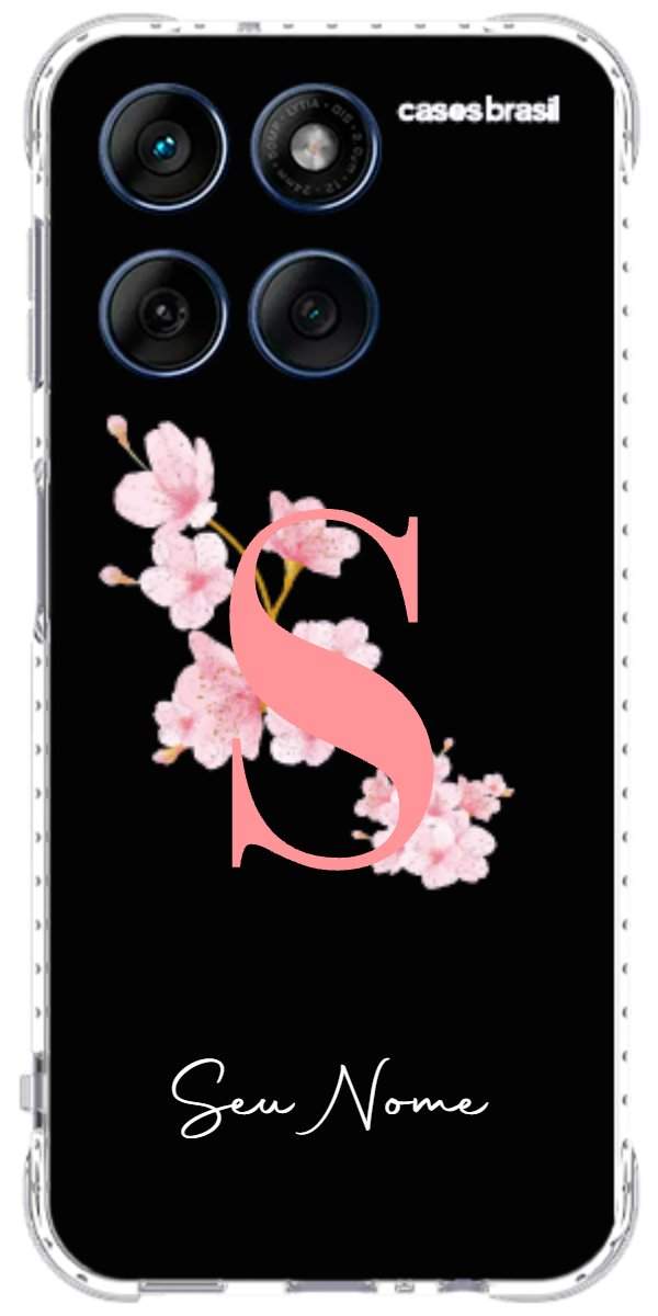 Capinha para Celular Monograma Floral Black