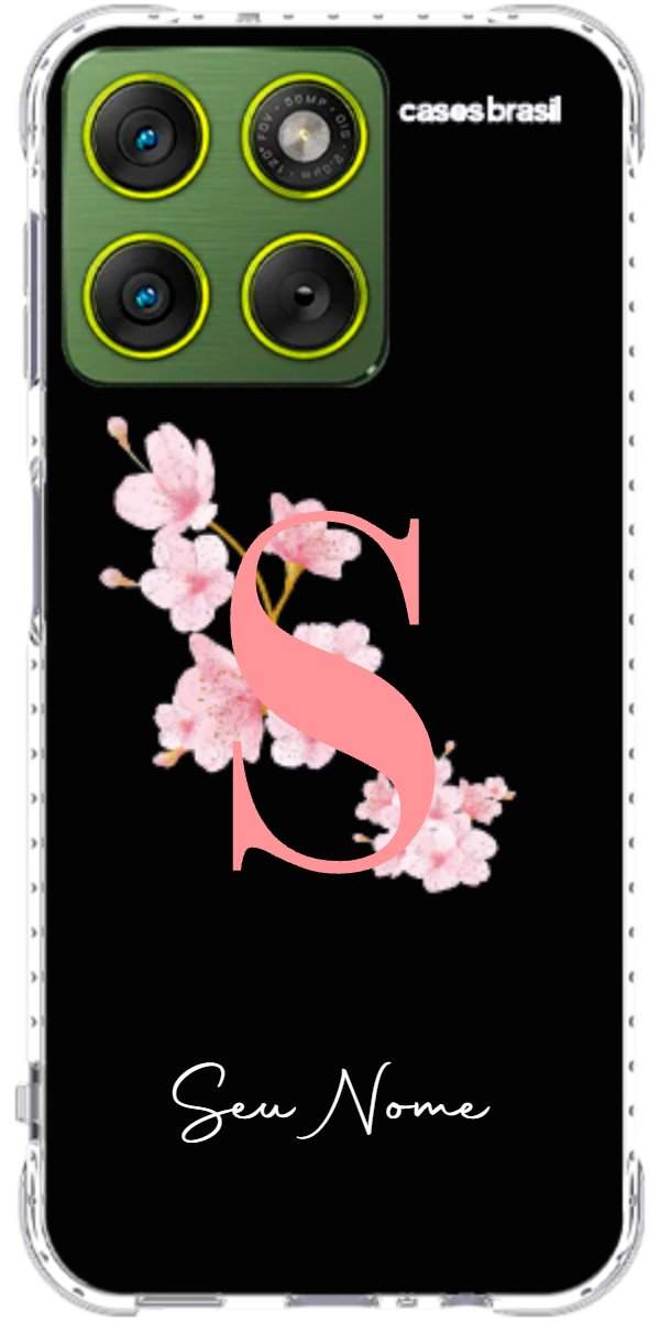 Capinha para Celular Monograma Floral Black