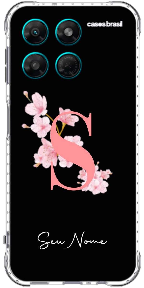 Capinha para Celular Monograma Floral Black